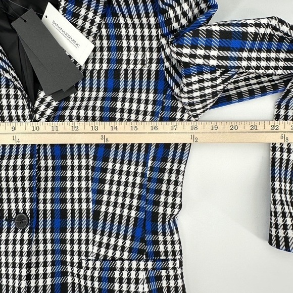 Banana Republic Womens Sz 4 Tailored Blazer/Jacket Blue White Black Plaid NEW! - Picture 14 of 16